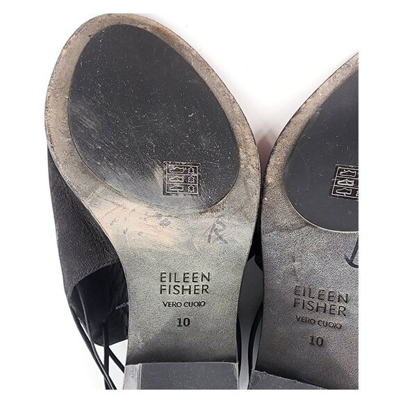 EILEEN FISHER Nikki Peep Toe Sandal Black - Picture 15 of 15